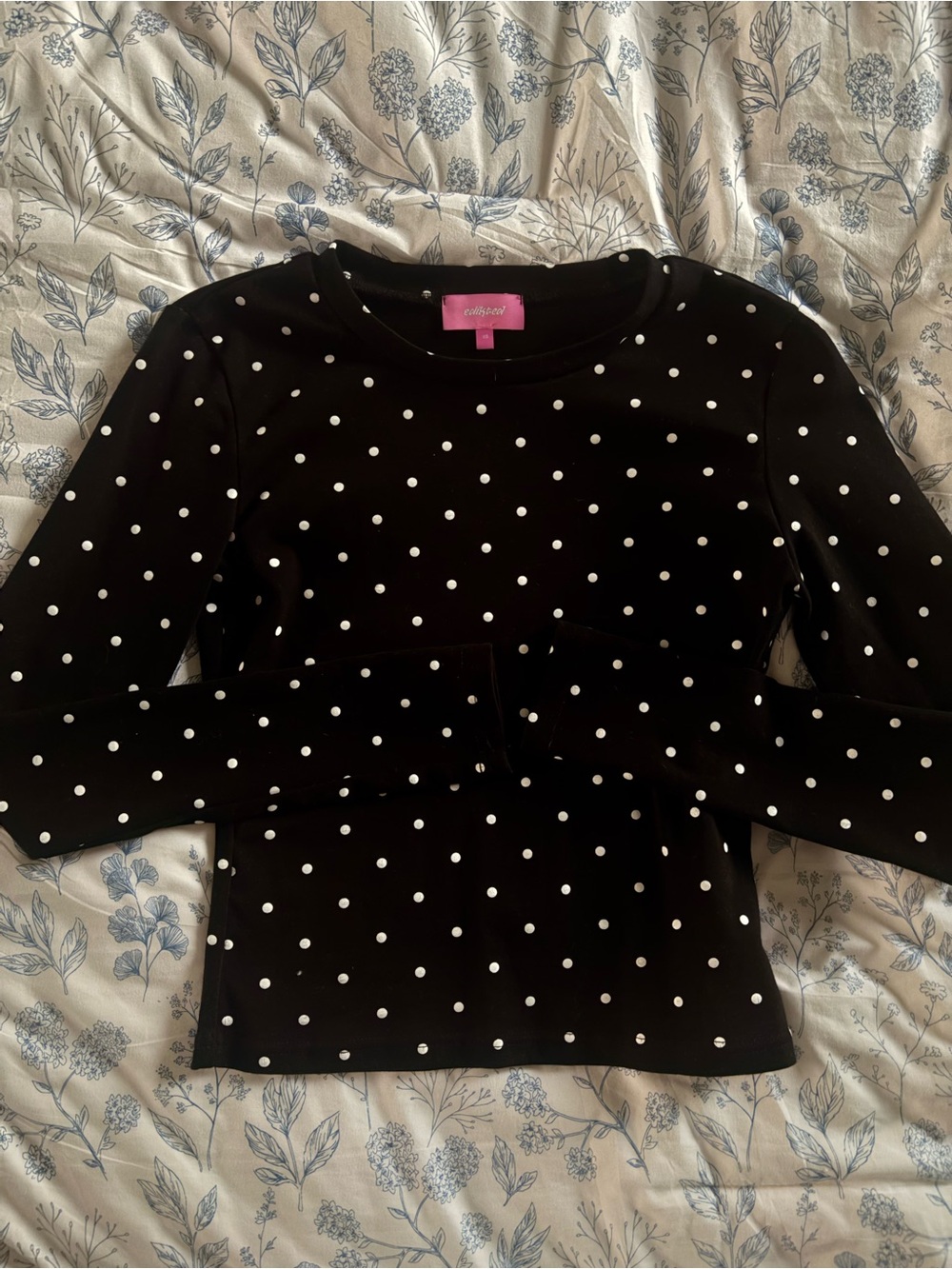 Edikted Polka Dot Long Sleeve Top in Black & White Size XS Like New